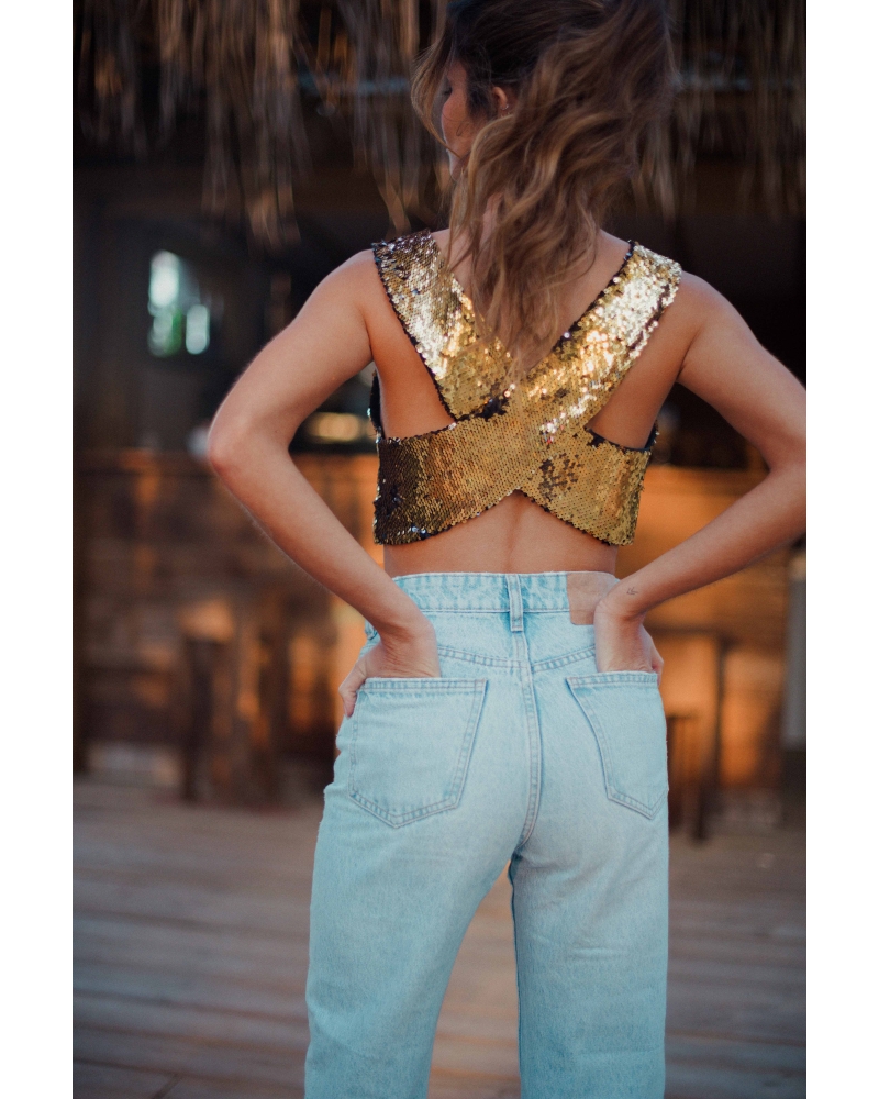 ASOS DESIGN crop top with shell sequin